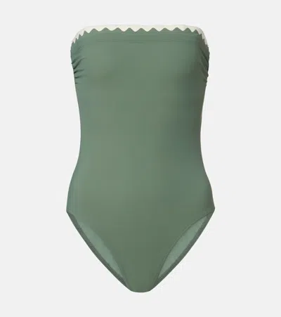 Karla Colletto Lia Scalloped Bandeau Swimsuit In Green