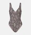 Karla Colletto Lilith Snake-effect Swimsuit In Gray
