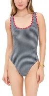 Karla Colletto Livvy Round Neck Silent Underwire Tank One Piece Black/white/cherry In Black/white/cherry
