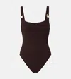 Karla Colletto Luca Ring-detail Swimsuit In Brown