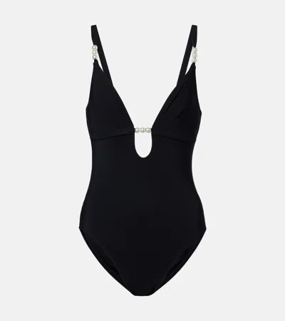 Karla Colletto Maya Embellished Swimsuit In Black