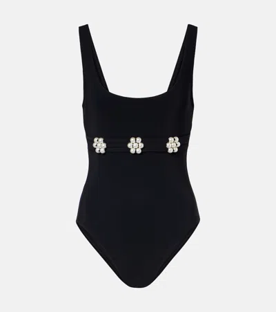 Karla Colletto Maya Embellished Swimsuit In Black