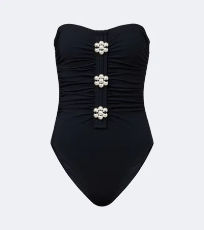 Karla Colletto Maya Embellished Swimsuit In Black