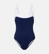Karla Colletto Mira Colorblocked Swimsuit In White