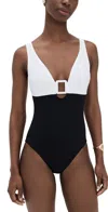 Karla Colletto Mira V Neck Silent Underwire Tank With High Back One Piece Black / White In Multi
