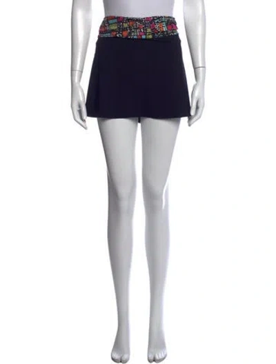 Pre-owned Karla Colletto Patterned Mini Skirt In Black