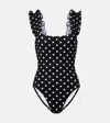 Karla Colletto Polka-dot Ruffled Swimsuit