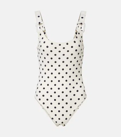 Karla Colletto Polka-dot Swimsuit In White