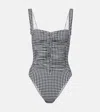 KARLA COLLETTO RUCHED GINGHAM SWIMSUIT