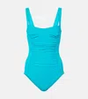 Karla Colletto Ruched Swimsuit In Blue