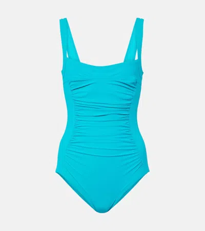 Karla Colletto Ruched Swimsuit In Blue