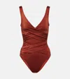 Karla Colletto Ruched Swimsuit In Copper