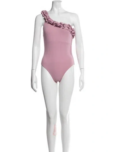 Pre-owned Karla Colletto Ruffle Embellishment One-piece W/ Tags In Purple