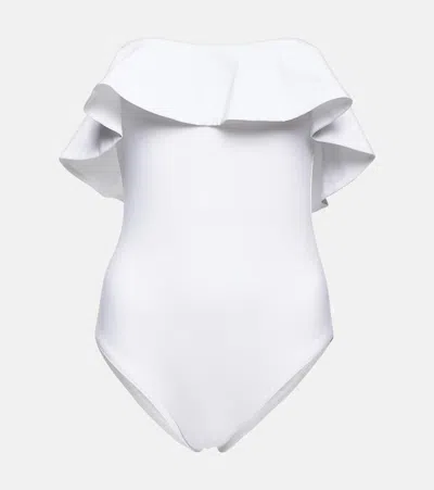 Karla Colletto Ruffle-trimmed Off-shoulder Swimsuit In White