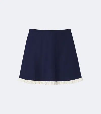 Karla Colletto Ruffled Jersey Miniskirt In Blue