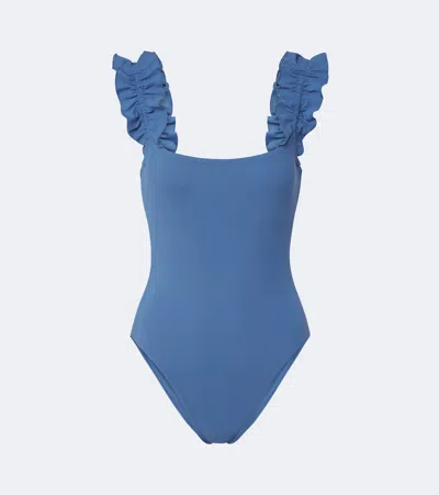 Karla Colletto Ruffled Swimsuit In Blue