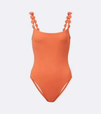 Karla Colletto Sadie Appliqué Swimsuit In Orange