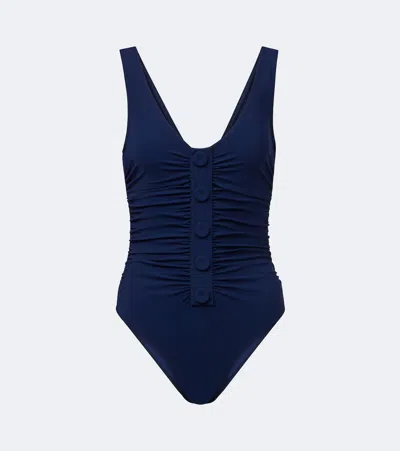 Karla Colletto Sadie Ruched Swimsuit In Blue