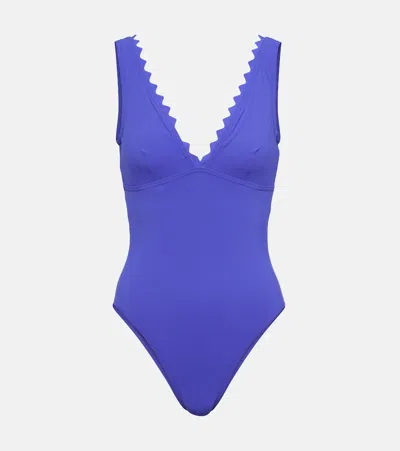 Karla Colletto Scalloped Swimsuit In Purple