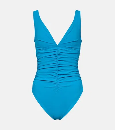 Karla Colletto Smart Ruched Swimsuit In Blue