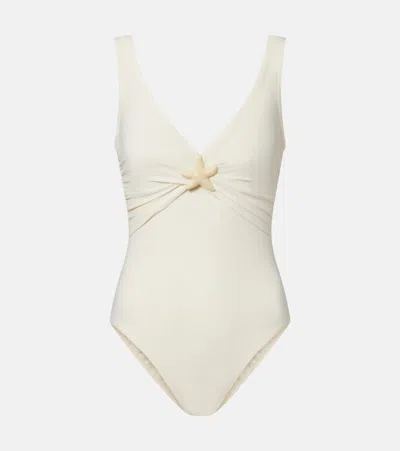 Karla Colletto Starfish Embellished Swimsuit In White