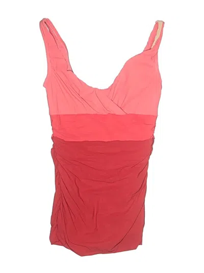 Pre-owned Karla Colletto Swimsuit Top Red Color Block Pattern Swimwear