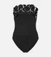 Karla Colletto Tera Embroidered Bandeau Swimsuit In Black