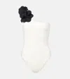Karla Colletto Tess Floral-appliqué One-shoulder Swimsuit In White