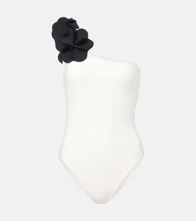 Karla Colletto Tess Floral-appliqué One-shoulder Swimsuit