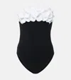 Karla Colletto Tess Floral-appliqué Strapless Swimsuit In Black White