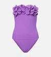 Karla Colletto Tess Floral-appliqué Swimsuit In Purple