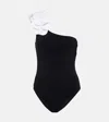 Karla Colletto Tess Floral-appliqué Swimsuit In Black White