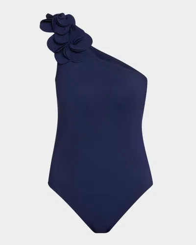 Karla Colletto Tess One-shoulder One-piece Swimsuit In Navy