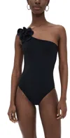 Karla Colletto Tess One Shoulder One Piece With Shelf Bra Black In Black