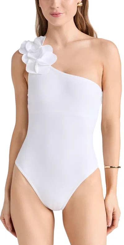 Karla Colletto Tess One Shoulder One Piece With Shelf Bra White