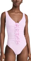 Karla Colletto Tess V Neck Silent Underwire One Piece Pale Pink In Pale Pink