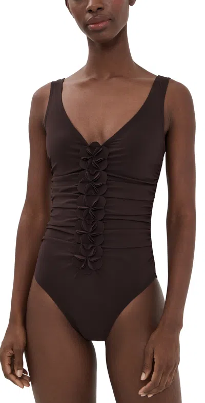 KARLA COLLETTO TESS V NECK SILENT UNDERWIRE TANK ONE PIECE CHOCOLATE