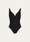 Karla Colletto Twist V-neck Bodysuit In Black