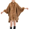 Karla Hanson Knit Ruana Womens Poncho In Brown