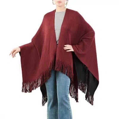 Karla Hanson Rvsb Knit Shawl Womens Poncho In Red