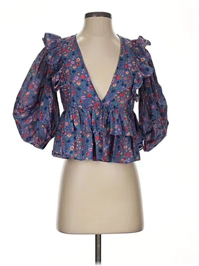 Pre-owned Karlie 3/4 Sleeve Blouse In Blue