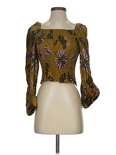 Pre-owned Karlie 3/4 Sleeve Blouse In Gold