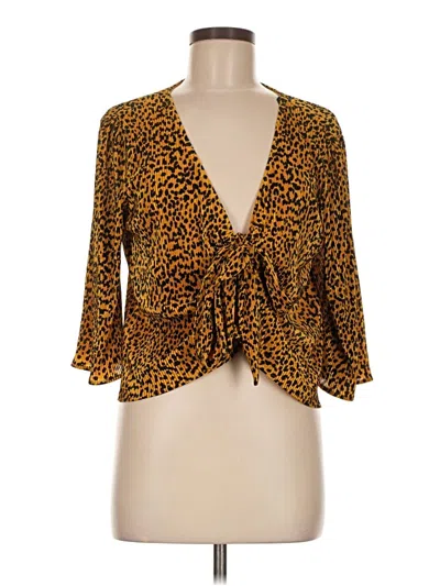 Pre-owned Karlie 3/4 Sleeve Top Gold Plunge Neckline Tops