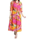 Karlie Abstract Tropical Palm Shirt Dress In Fuschia In Pink