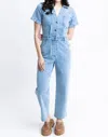 Karlie Ava Denim Utility Jumpsuit In Blue