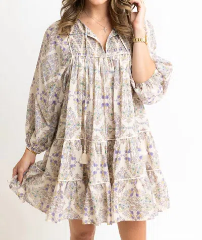 Karlie Boho Floral Tier Dress In Lavender In Purple