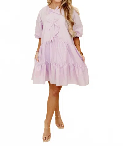 Karlie Bow Poplin Dress In Lilac In Pink