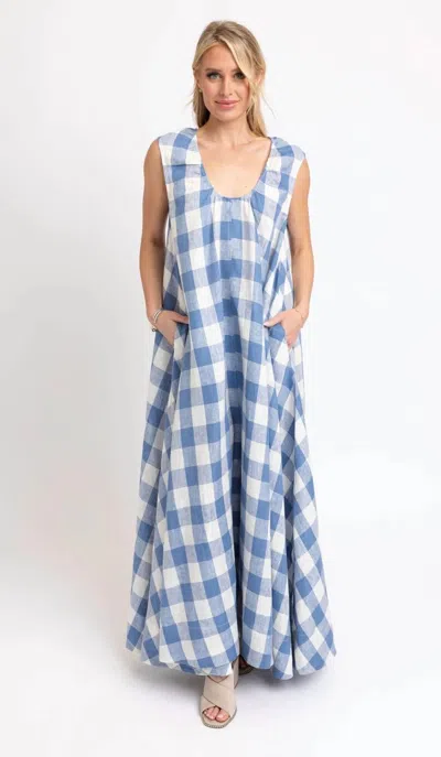 Karlie Buffalo Check Scoop Maxi Dress In Blue