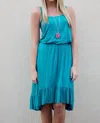 KARLIE CAMI RUFFLE HI LO DRESS IN JADE