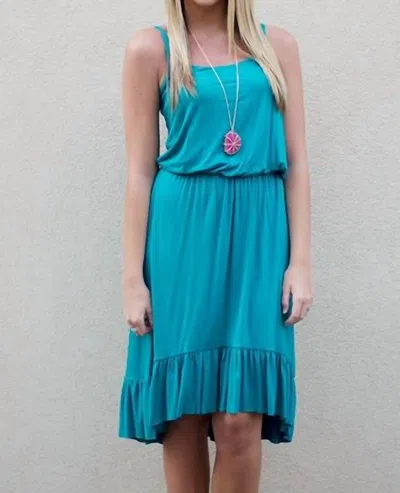 Karlie Cami Ruffle Hi Lo Dress In Jade In Blue